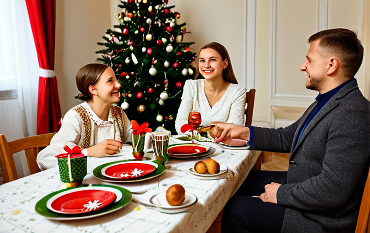 Family Tradition**

A heartwarming scene of a Polish family gathered around a table, fully clothed in traditional attire, celebrating Wigilia (Christmas Eve). The room is cozy and warmly lit, with a Christmas tree in the background. Focus on the expressions of love and togetherness, safe for work, appropriate content, family-friendly, perfect anatomy, natural pose, professional photography, high quality.

**